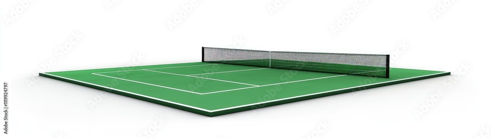 3D rendering of a tennis court with net. 3D rendering of a tennis court with net.
