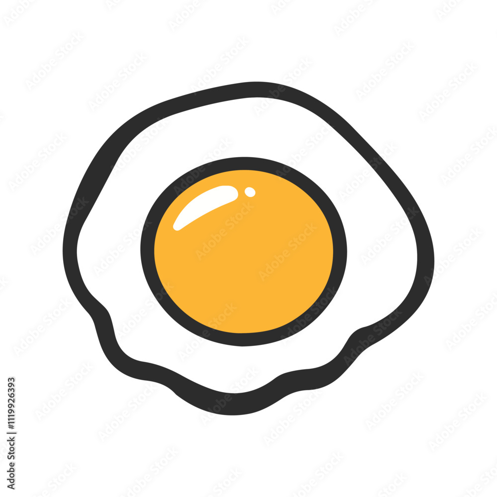 A fried egg with a yellow yolk. A fried egg with a yellow yolk.