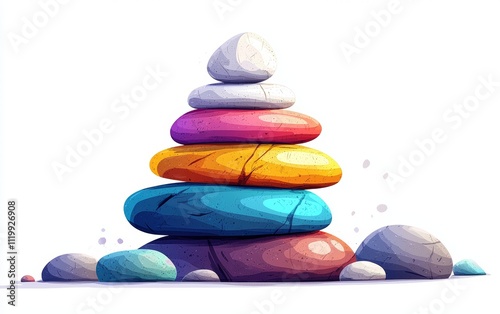 Colorful Stacked Rocks on a White Background photo