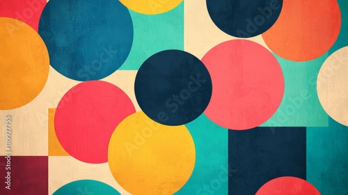 Modern Abstract Geometric Pattern Colorful Circles Squares Background