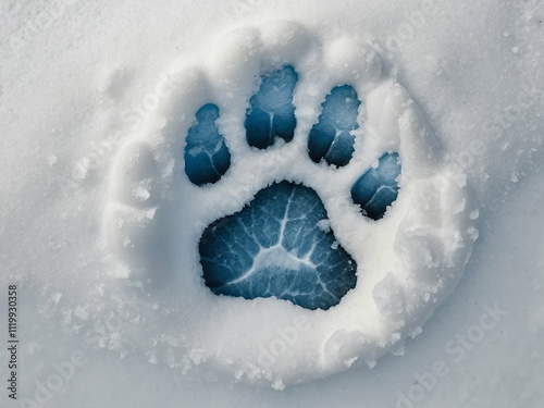 polar bear paw print on ice in snow close up in honor of polar bear protection day