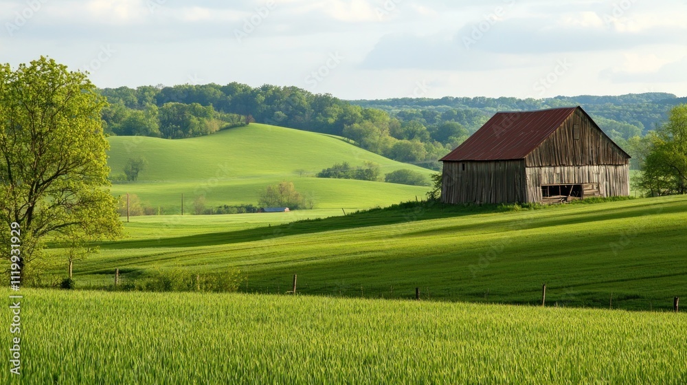 Serene Rustic Barn in Rolling Green Hills Serene Rustic Barn in Rolling Green Hills