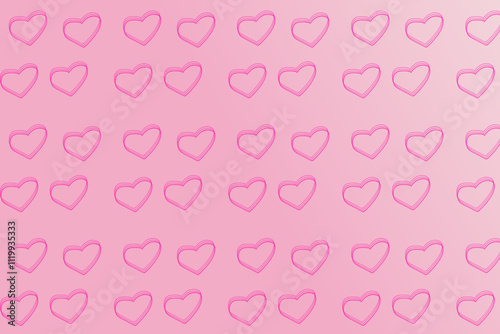 Simple vector art beautiful pink seamless pattern cartoon cute pink heart shape made of hearts on pink gradient background valentine day