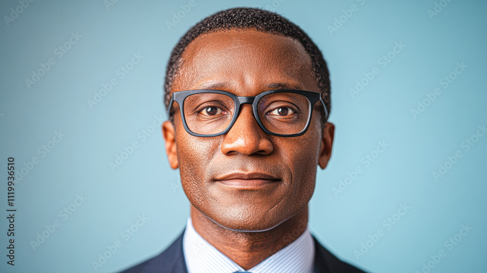 A man wearing glasses and a suit is smiling at the camera A man wearing glasses and a suit is smiling at the camera