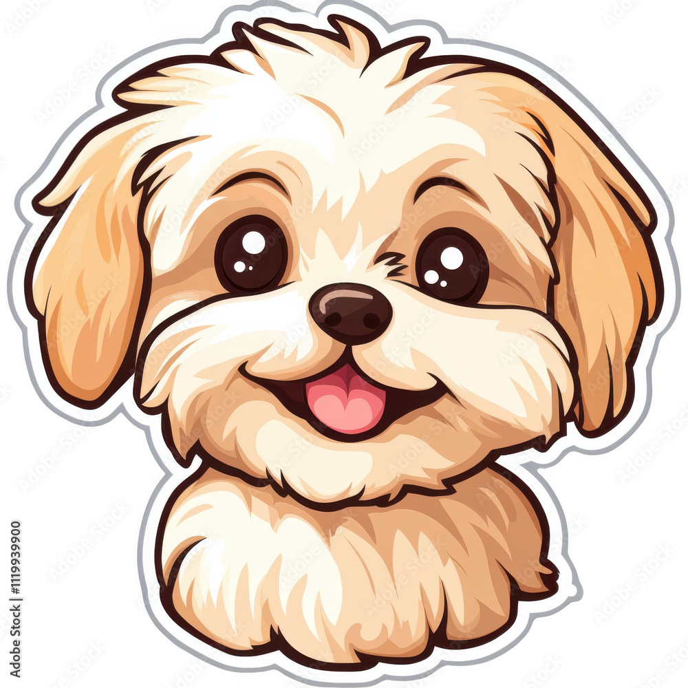 Cute Vector Art Puppy with Big Smile on White Background Cute Vector Art Puppy with Big Smile on White Background