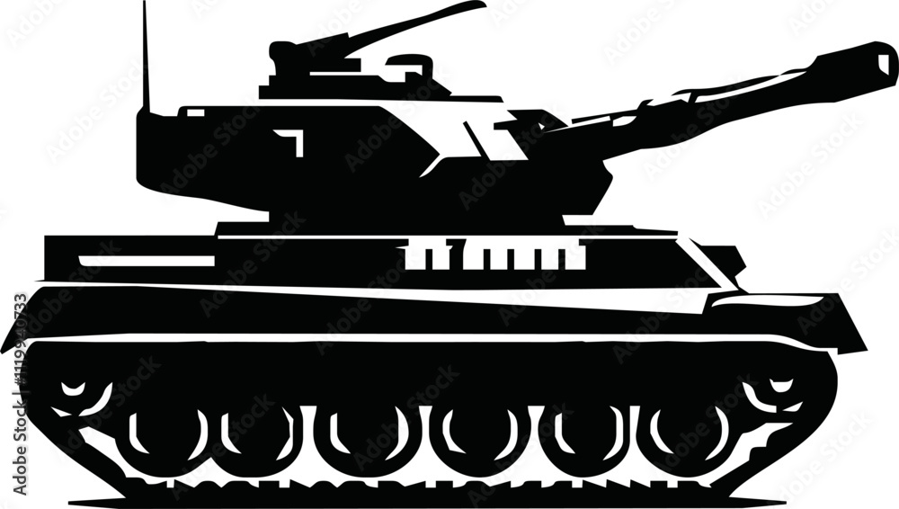 Tank isolated on white background. Vector Military machine. Tank logotype. Black and white tank icon. Tank isolated on white background. Vector Military machine. Tank logotype. Black and white tank icon.