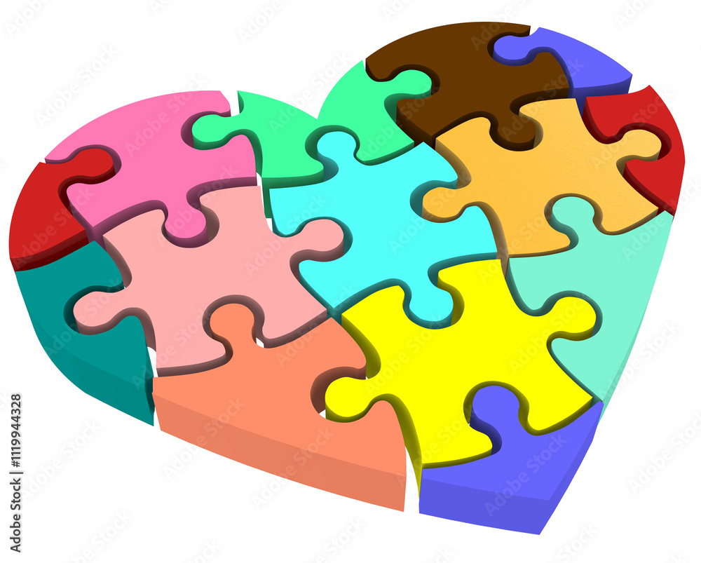 3d colorful heart puzzle PNG 3d colorful heart puzzle PNG