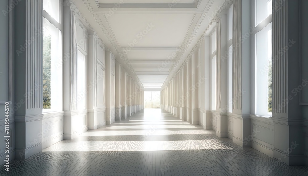 Bright, spacious corridor with natural light. Bright, spacious corridor with natural light.