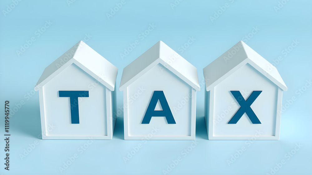 Property or real estate tax, paper house with word tax background.Concept of housing tax. Property or real estate tax, paper house with word tax background.Concept of housing tax.