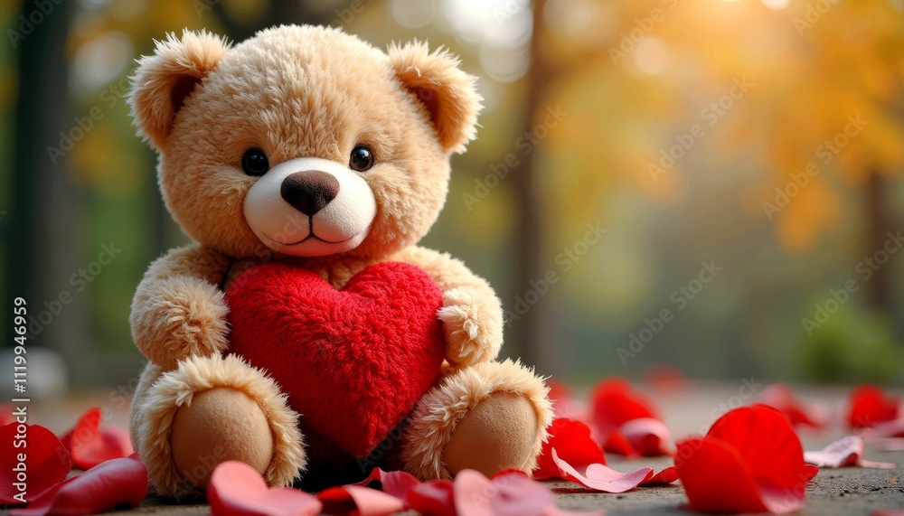 Adorable Teddy Bear with Red Heart Adorable Teddy Bear with Red Heart
