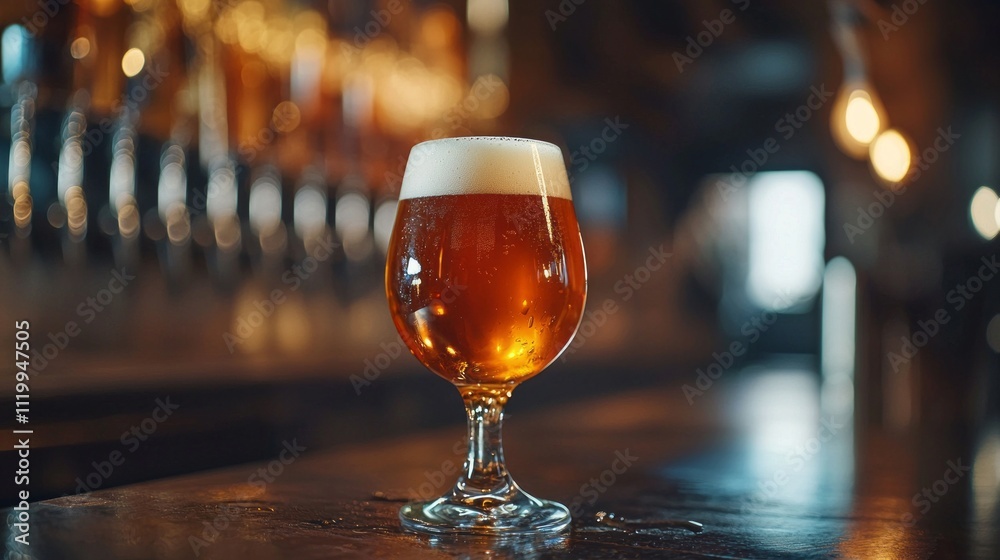 A chilled glass of amber beer sparkles under soft bar lights, inviting patrons to unwind and enjoy the rich flavors. The atmosphere radiates warmth and camaraderie A chilled glass of amber beer sparkles under soft bar lights, inviting patrons to unwind and enjoy the rich flavors. The atmosphere radiates warmth and camaraderie