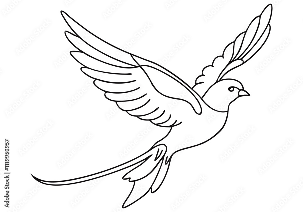 Obraz premium Continuous One-Line Drawing of a Bird in Flight - Minimalist Freedom Art