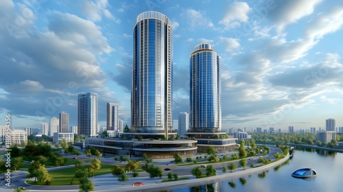 Modern skyscrapers in business district