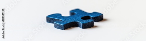 Single blue jigsaw piece isolated on white background.