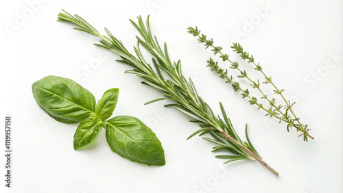 Isolated shot of culinary herbs for premium food branding and packaging design photo