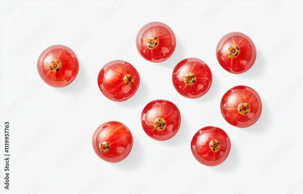 A collection of glossy red spheres resembling tomatoes, arranged on a white background. A collection of glossy red spheres resembling tomatoes, arranged on a white background.