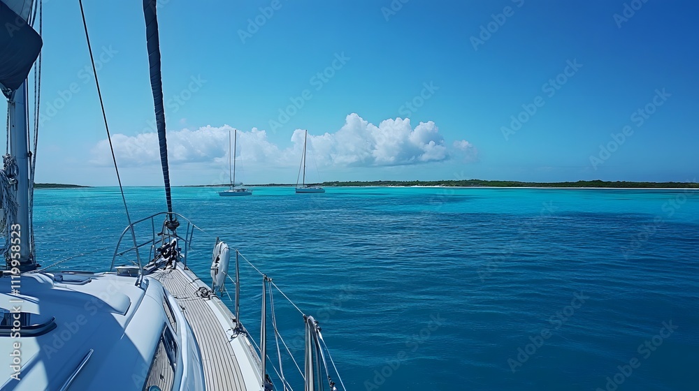 Obraz premium Yacht sail in the Atlantic ocean at sunny day cruise