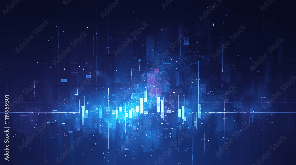 The image depicts an abstract visualization of a digital data stream using blue hues and geometric shapes. The image depicts an abstract visualization of a digital data stream using blue hues and geometric shapes.