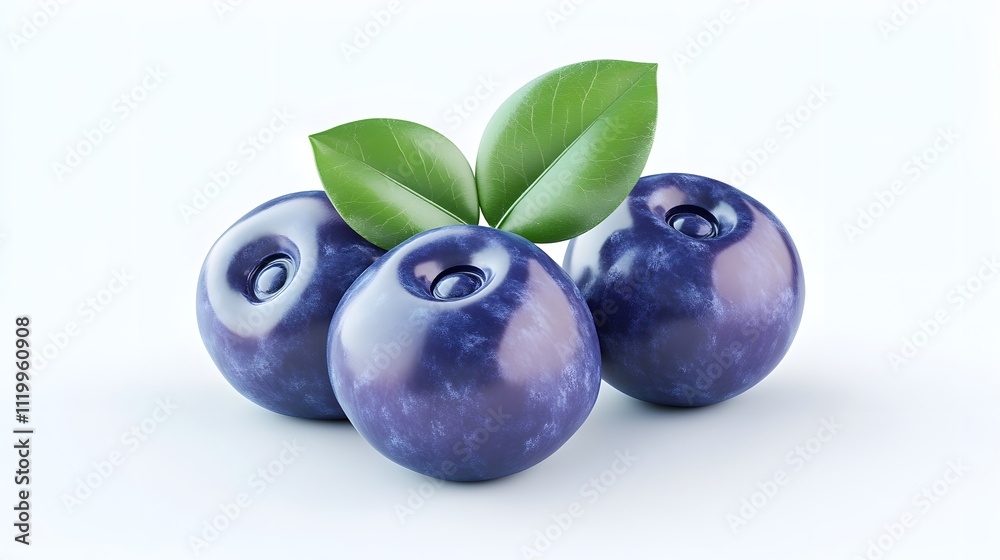 3D Honeyberries icon on a white background 3D Honeyberries icon on a white background