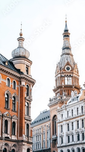 the town hall stands proudly under a summer morning sky, casting reflections on the wet cobblestones