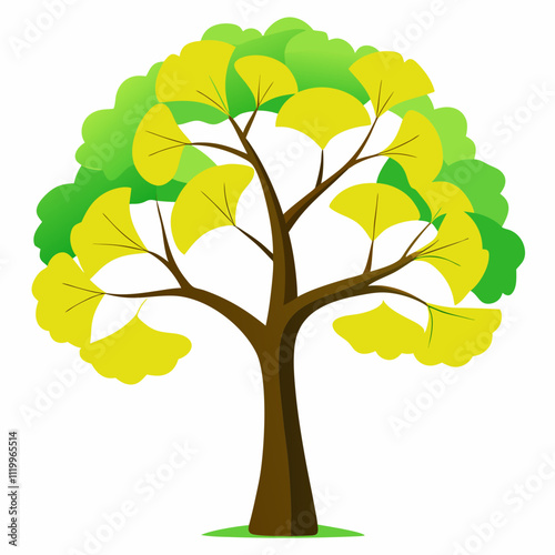 Ginkgo Tree Green Vector Art Icons vector illustration