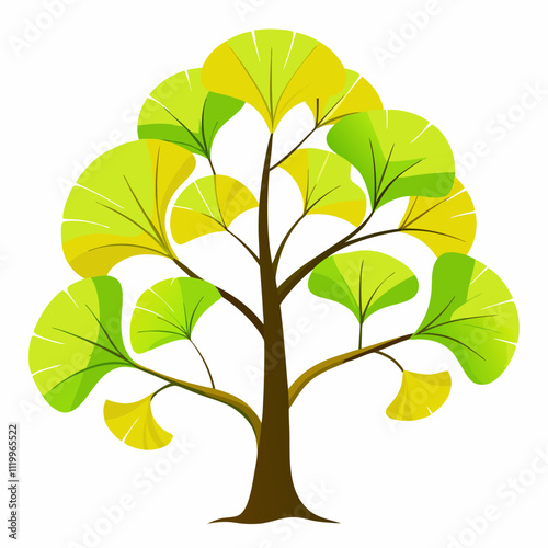 Ginkgo Tree Green Vector Art Icons vector illustration