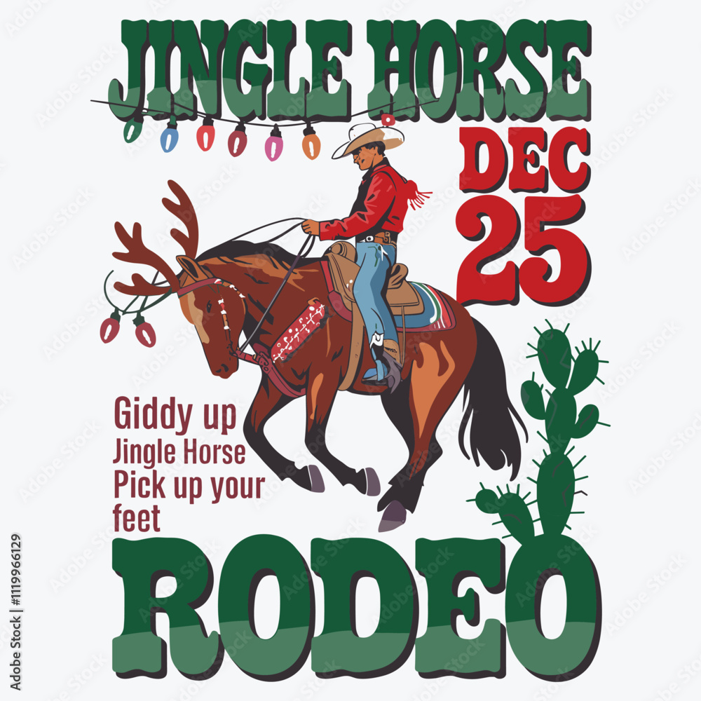 Obraz premium Western Christmas Png, Jingle Horse Png, Giddy Up Png, Sublimation Design, Cowboy Christmas Png, Cowboy Santa