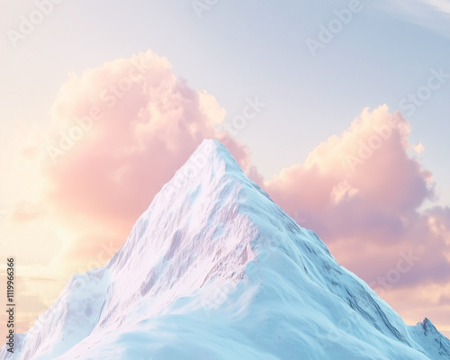Obraz na płótnie Snowy mountain peak with a pink coloured cloud right above at sunrise. w salonie