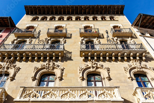 Canvas Print Colorful old houses along the Plaza Mayor de Vic square in Vic, Barcelona, Catal