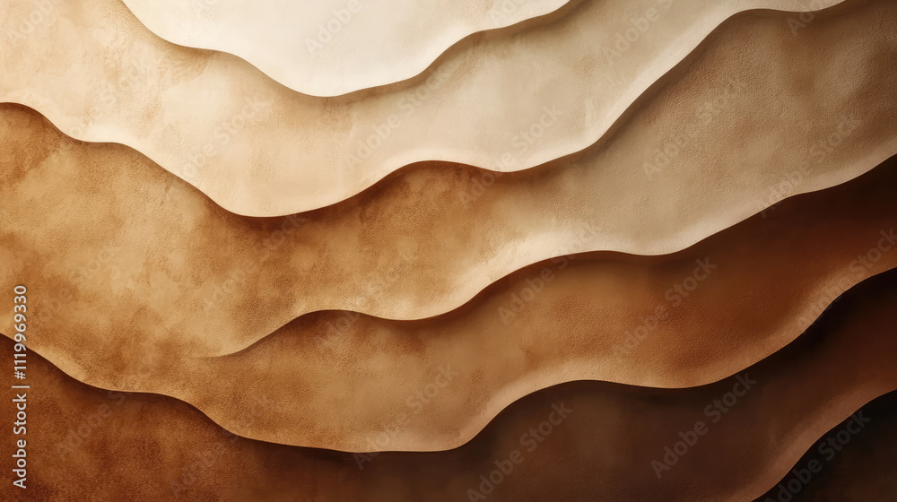 Abstract Brown Watercolor Waves Background. Paper Art Design. Beautiful Background in Mocha Mousse Tones, Pantone 17-1320, Color Trend 2025 Abstract Brown Watercolor Waves Background. Paper Art Design. Beautiful Background in Mocha Mousse Tones, Pantone 17-1320, Color Trend 2025