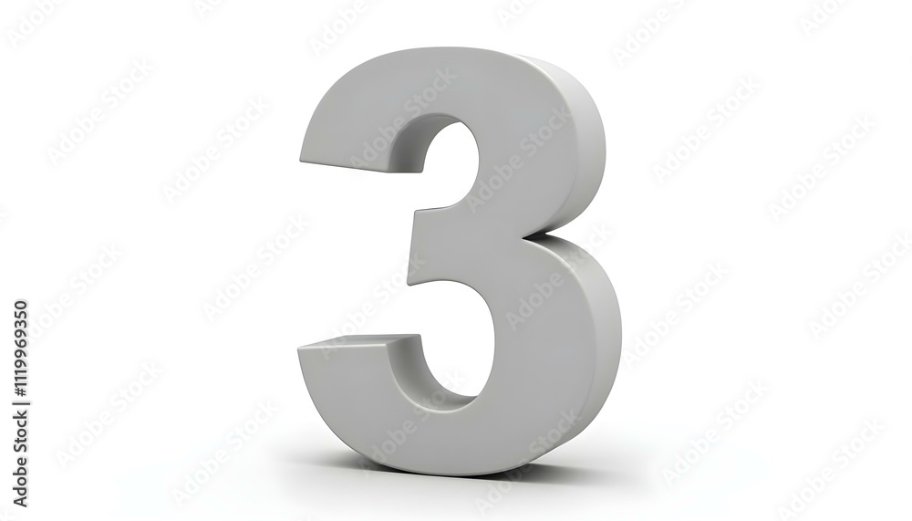 three-dimensional '3' number isolated on a white background create with ai