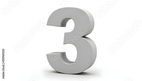 three-dimensional '3' number isolated on a white background create with ai