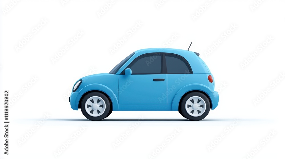 Obraz premium Whimsical cartoon car in bright blue color with a friendly design and playful features
