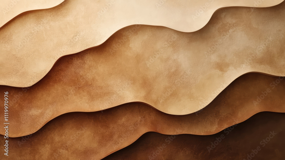 Abstract Background with Paper Wavy Layers in Neutral Beige and Brown Colors. Beautiful Background in Mocha Mousse Tones, Pantone 17-1320, Color Trend 2025 Abstract Background with Paper Wavy Layers in Neutral Beige and Brown Colors. Beautiful Background in Mocha Mousse Tones, Pantone 17-1320, Color Trend 2025