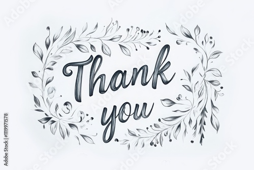 Beautiful hand-drawn thank you card design with floral elements and elegant lettering