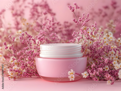 Wallpaper Mural Pink Cream Jar 3D Render Torontodigital.ca