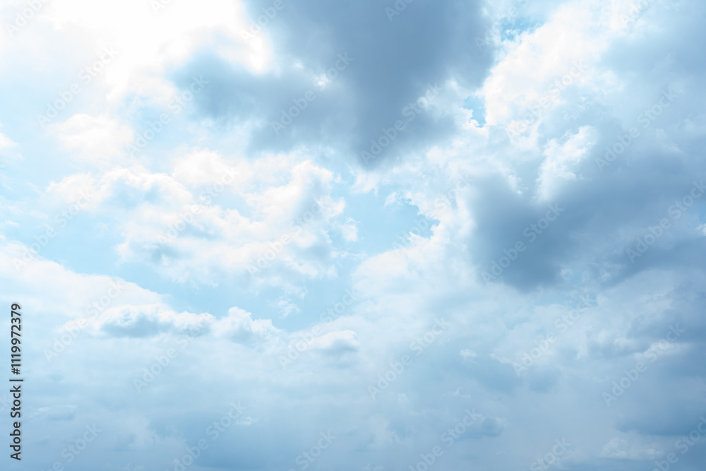 Serene Blue Sky with Fluffy White Clouds Background Serene Blue Sky with Fluffy White Clouds Background