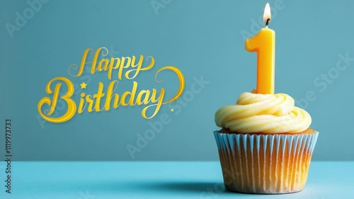 Happy Birthday Celebration Design with Cake and Text