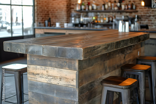 Rustic Wooden Bar Countertop Illustration