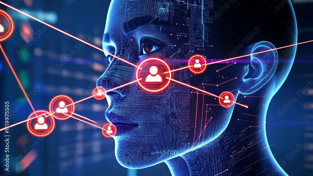Vidéo Stock Futuristic AI chatbot interacting with users via augmented ...