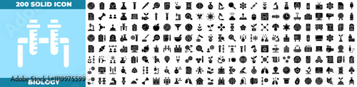 Biology Solid Editable Icons set.