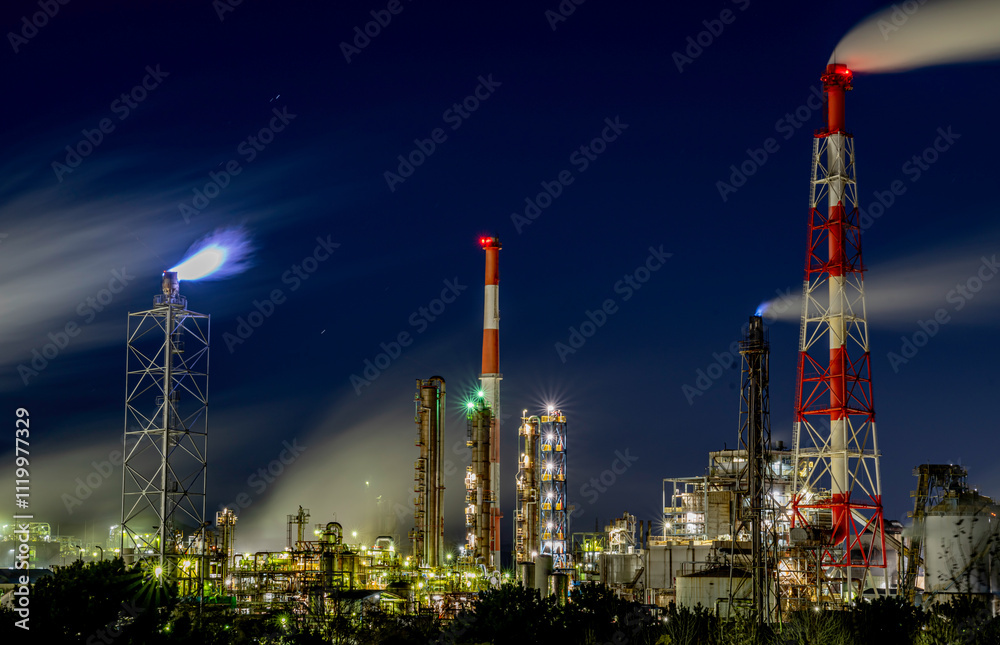 Obraz premium 日本の兵庫県にある網干の工場夜景