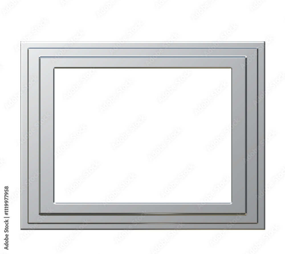 Silver picture frame on png transparent background. Silver picture frame on png transparent background.