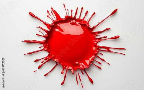 Vibrant Red Paint Splash on White Background photo