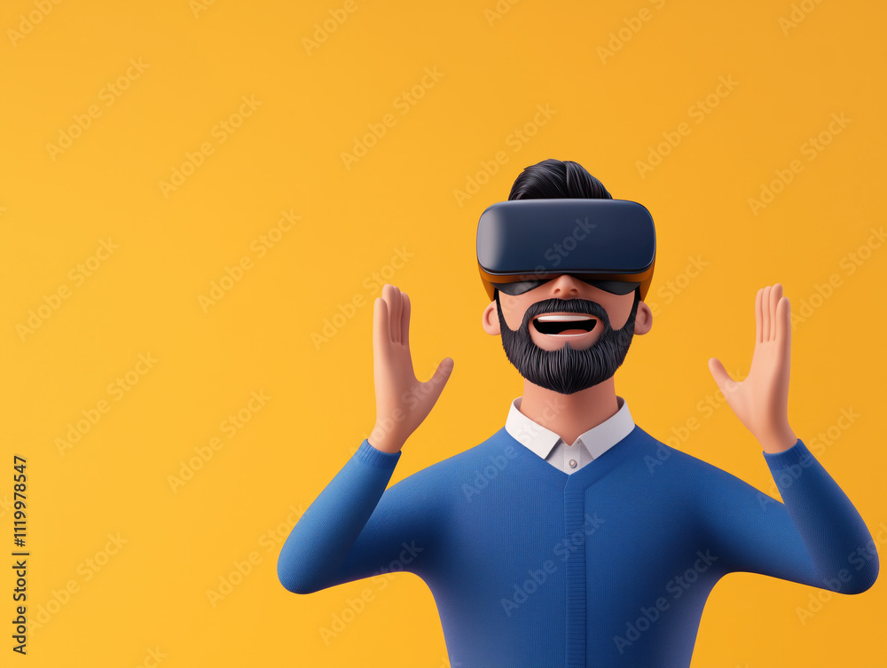 Delightful 3D Business Character Wearing Virtual Reality Goggles - Ideal for Infusing a Playful Element into Your Creative Projects! Delightful 3D Business Character Wearing Virtual Reality Goggles - Ideal for Infusing a Playful Element into Your Creative Projects!