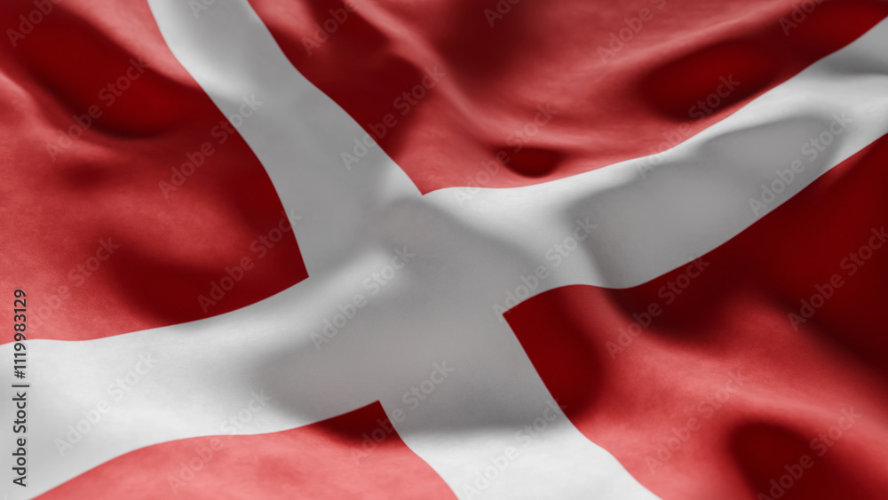Close-up of Waving Denmark flag Close-up of Waving Denmark flag