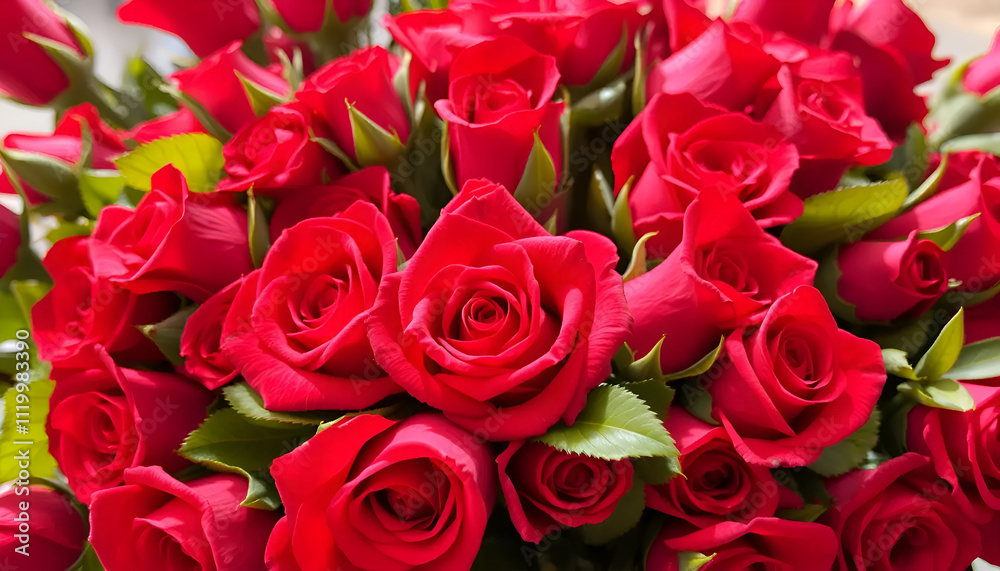 Fototapeta premium Vibrant bouquet of red roses, showcasing beauty and romance, perfect for special occasions