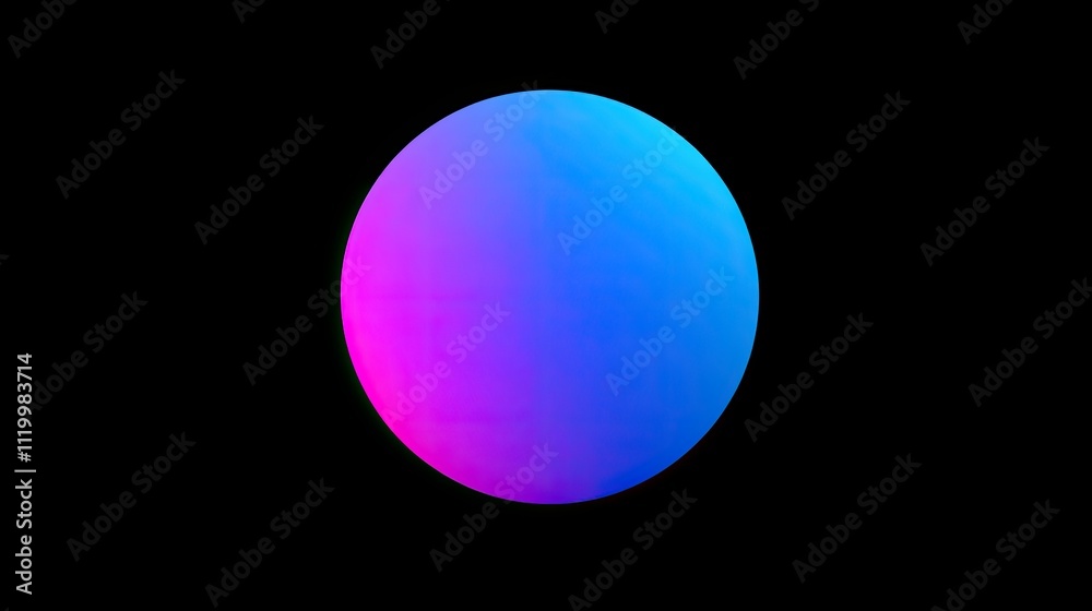 Abstract glowing sphere with blue and pink gradient on black background. Abstract glowing sphere with blue and pink gradient on black background.