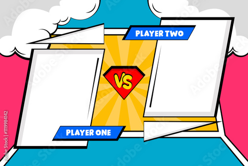 comic style cartoon background pop art cloud versus template vector