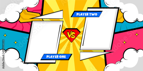 retro background comic cartoon cloud pop art template versus